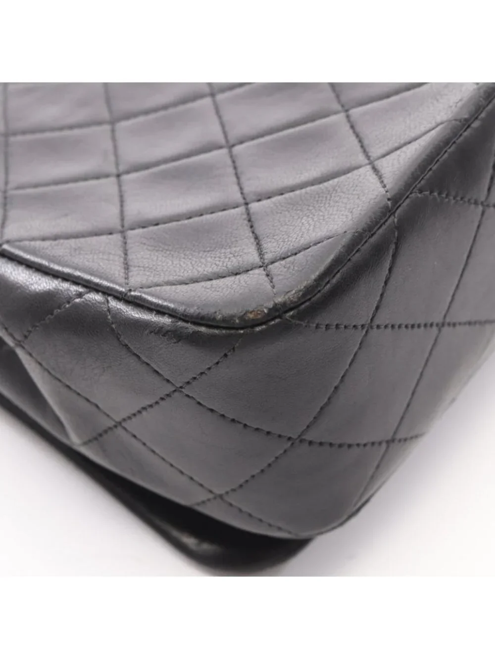 Chanel Shoulder Bag Full Flap Black Lambskin Quilted Chain